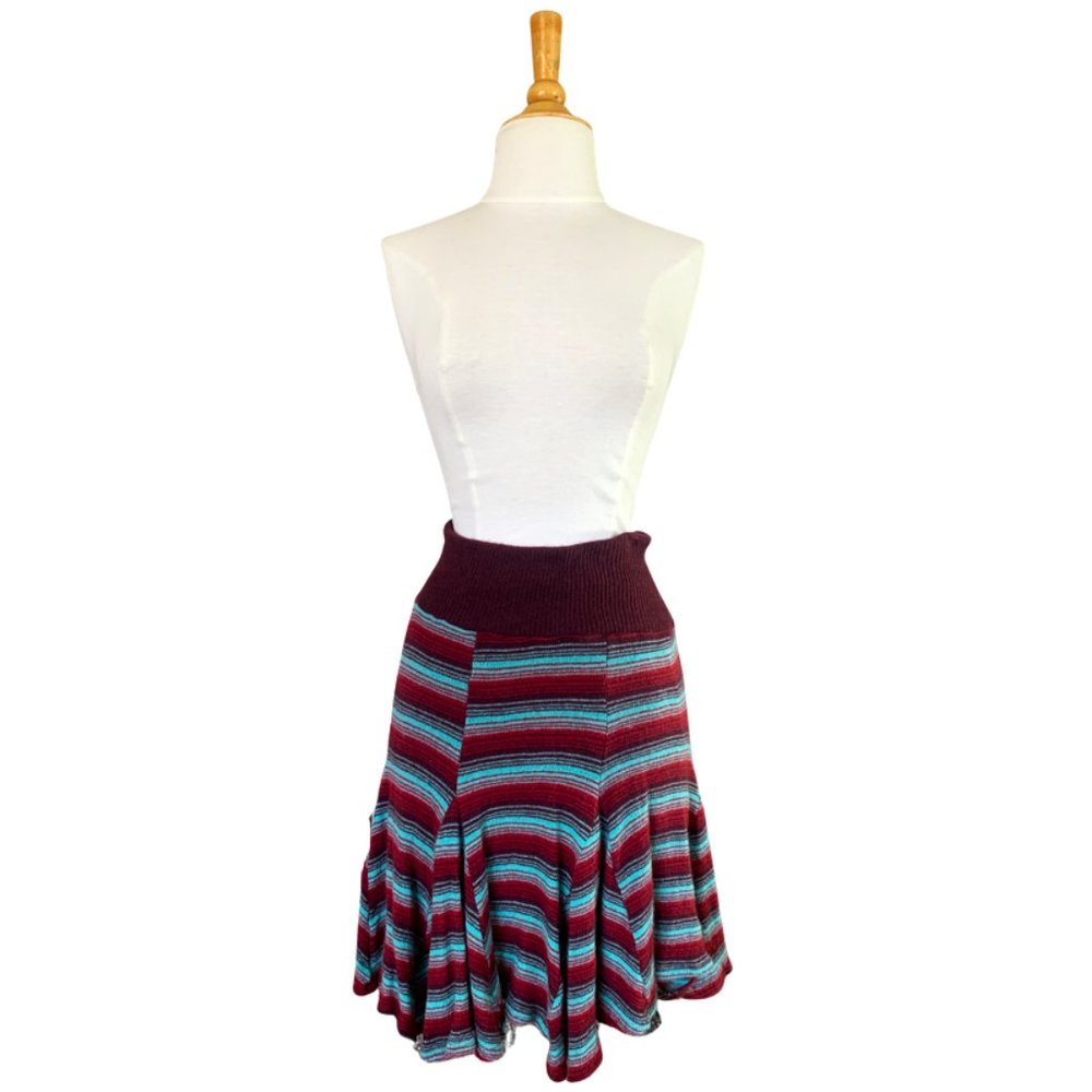 Ella Moss Striped Flared Knitted Wool and Cashmere Skirt